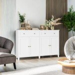 Stylish White Buffet Cabinet with Storage Solutions