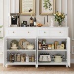 Stylish White Buffet Cabinet with Storage Solutions