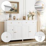 Stylish White Buffet Cabinet with Storage Solutions