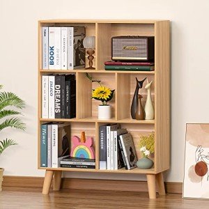 Modern 7-Cube Wooden Bookshelf with Legs