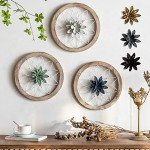 3-Piece Round Farmhouse Wall Decor Set with Flowers