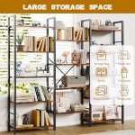 Shintenchi Industrial Triple 5-Tier Bookshelf - Rustic Brown