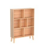 Modern 7-Cube Wooden Bookshelf with Legs