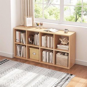 NELYE 8-Cube Bookcase with Fabric Storage Bins