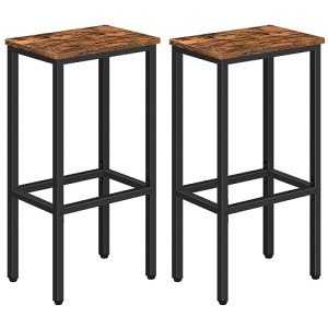 Set of 2 Rustic Brown Bar Stools