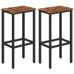 Set of 2 Rustic Brown Bar Stools