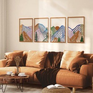 Colorful Abstract Mountain Metal Wall Art Set