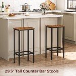 Set of 2 Rustic Brown Bar Stools