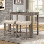 Taupe Tufted Counter Height Saddle Stools - Set of 2