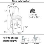 Set of 4 Black Metal Bar Stools with Backs