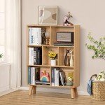 Modern 7-Cube Wooden Bookshelf with Legs