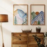 Colorful Abstract Mountain Metal Wall Art Set