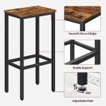 Set of 2 Rustic Brown Bar Stools