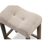 Taupe Tufted Counter Height Saddle Stools - Set of 2