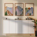 Colorful Abstract Mountain Metal Wall Art Set