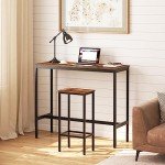 Set of 2 Rustic Brown Bar Stools
