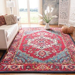 Monaco Collection 8' x 10' Area Rug - Red & Turquoise