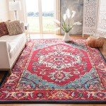 Monaco Collection 8' x 10' Area Rug - Red & Turquoise