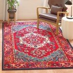 Monaco Collection 8' x 10' Area Rug - Red & Turquoise