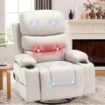 Electric Massage Swivel Rocker Recliner Chair - Beige