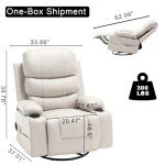Electric Massage Swivel Rocker Recliner Chair - Beige