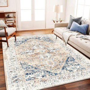 5x7 Washable Boho Chic Area Rug for Living Room