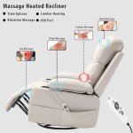 Electric Massage Swivel Rocker Recliner Chair - Beige