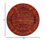 Vintage Hamadan Round Area Rug - 5'3" Orange