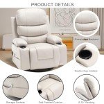 Electric Massage Swivel Rocker Recliner Chair - Beige