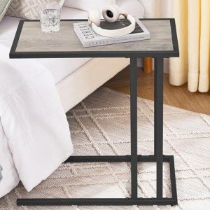 C-Shaped Metal Frame Coffee Table in Misty Gray