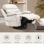 Electric Massage Swivel Rocker Recliner Chair - Beige