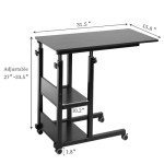 Adjustable C-Shaped Side Table with Wheels and Storage
