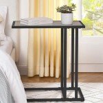 C-Shaped Metal Frame Coffee Table in Misty Gray
