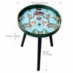 Zosenley 17.7" Round Indoor Side Table - Green Leopard