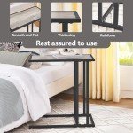 C-Shaped Metal Frame Coffee Table in Misty Gray