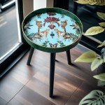 Zosenley 17.7" Round Indoor Side Table - Green Leopard