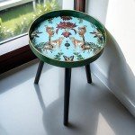 Zosenley 17.7" Round Indoor Side Table - Green Leopard