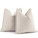 Beige Chenille Pillow Covers 18x18 - Set of 2