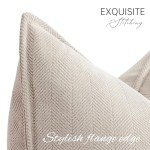 Beige Chenille Pillow Covers 18x18 - Set of 2