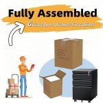 Mobile 3-Drawer Filing Cabinet with Lock - Matte Black