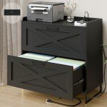 Modern Farmhouse 2-Drawer File Cabinet with Charging Station