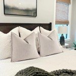 Beige Chenille Pillow Covers 18x18 - Set of 2