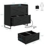 Modern Farmhouse 2-Drawer File Cabinet with Charging Station