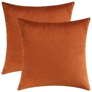 Burnt Orange Velvet Throw Pillow Covers - Set of 2