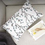 Teal Leaf Embroidery Rectangular Throw Pillow Case