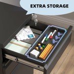 Mobile 3-Drawer Filing Cabinet with Lock - Matte Black