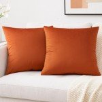 Burnt Orange Velvet Throw Pillow Covers - Set of 2