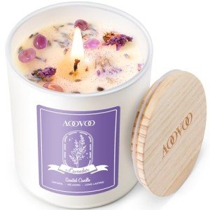 Lavender Soy Candles with Crystals - 10oz