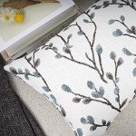 Teal Leaf Embroidery Rectangular Throw Pillow Case