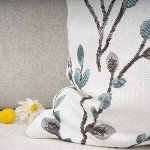 Teal Leaf Embroidery Rectangular Throw Pillow Case